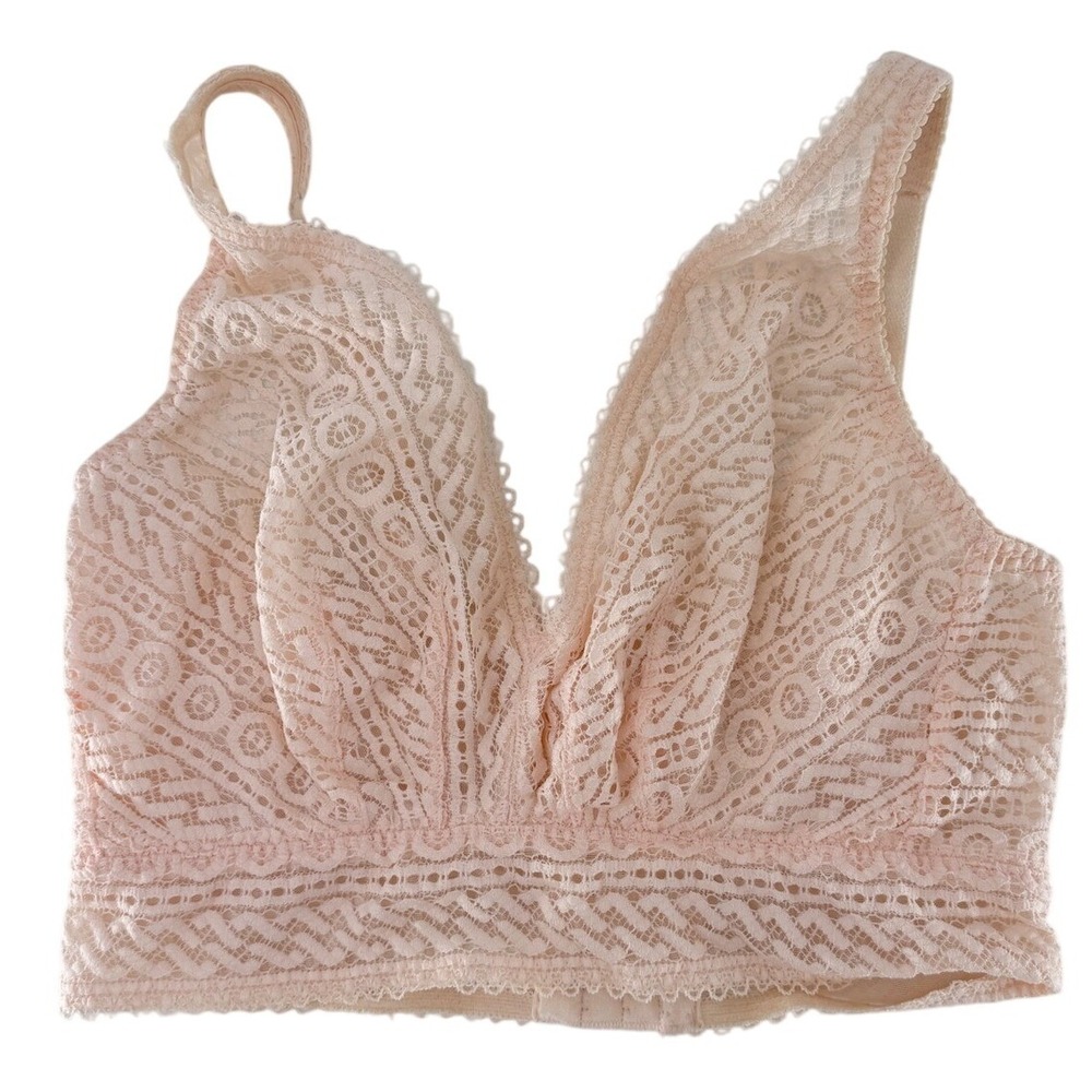 PrimaDonna Peach Geometric Lace Longline Bralette Deep V-Neck D EU‎ 75D